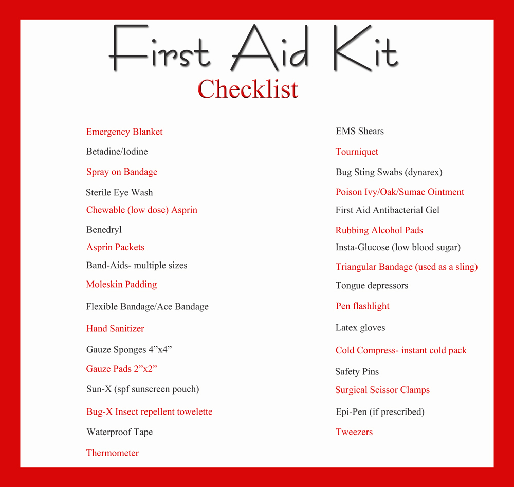 First Aid Kit And Printable Checklist Yummi Haus