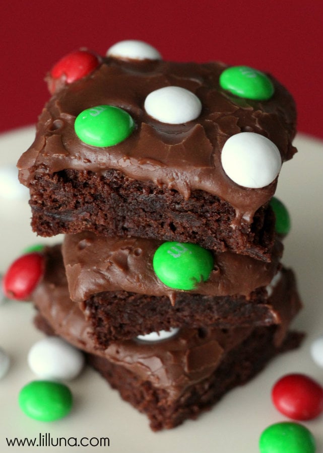 Frosted Holiday Mint M&M Brownies - Taste of the Frontier