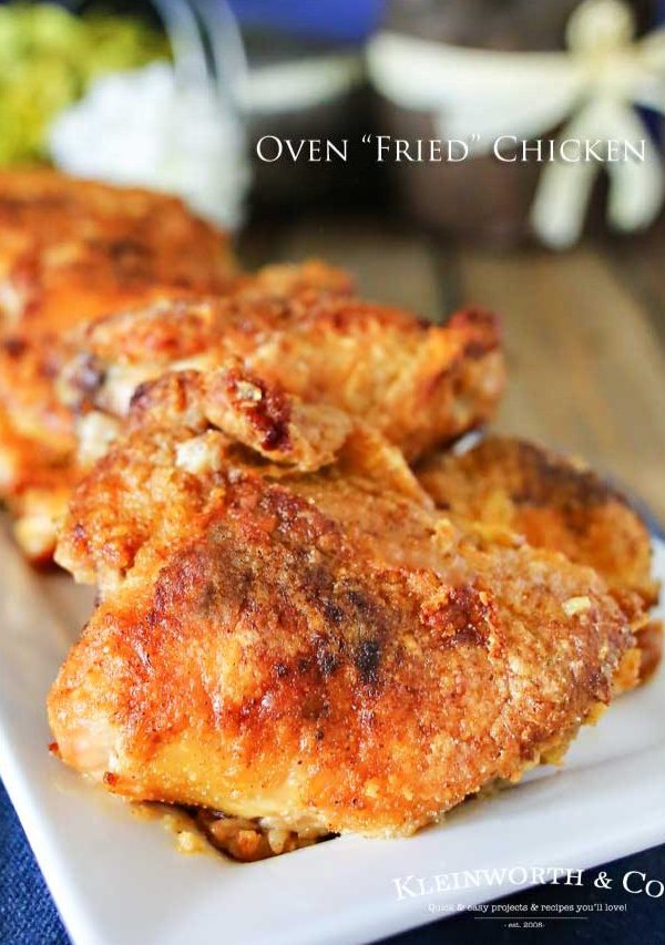 Simplify your dinner with this Oven Fried Chicken that comes out crispy & delicious in about an hour. Less mess & clean up, the best baked chicken recipe. Ever!