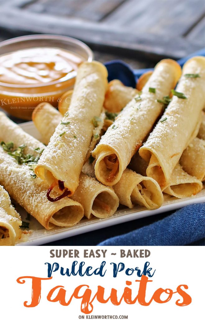 Baked Pulled Pork Taquitos - Kleinworth & Co