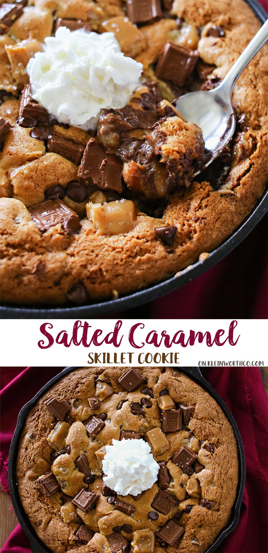 Cast Iron Skillet Chocolate Chip Cookie with Sea Salt Caramel
