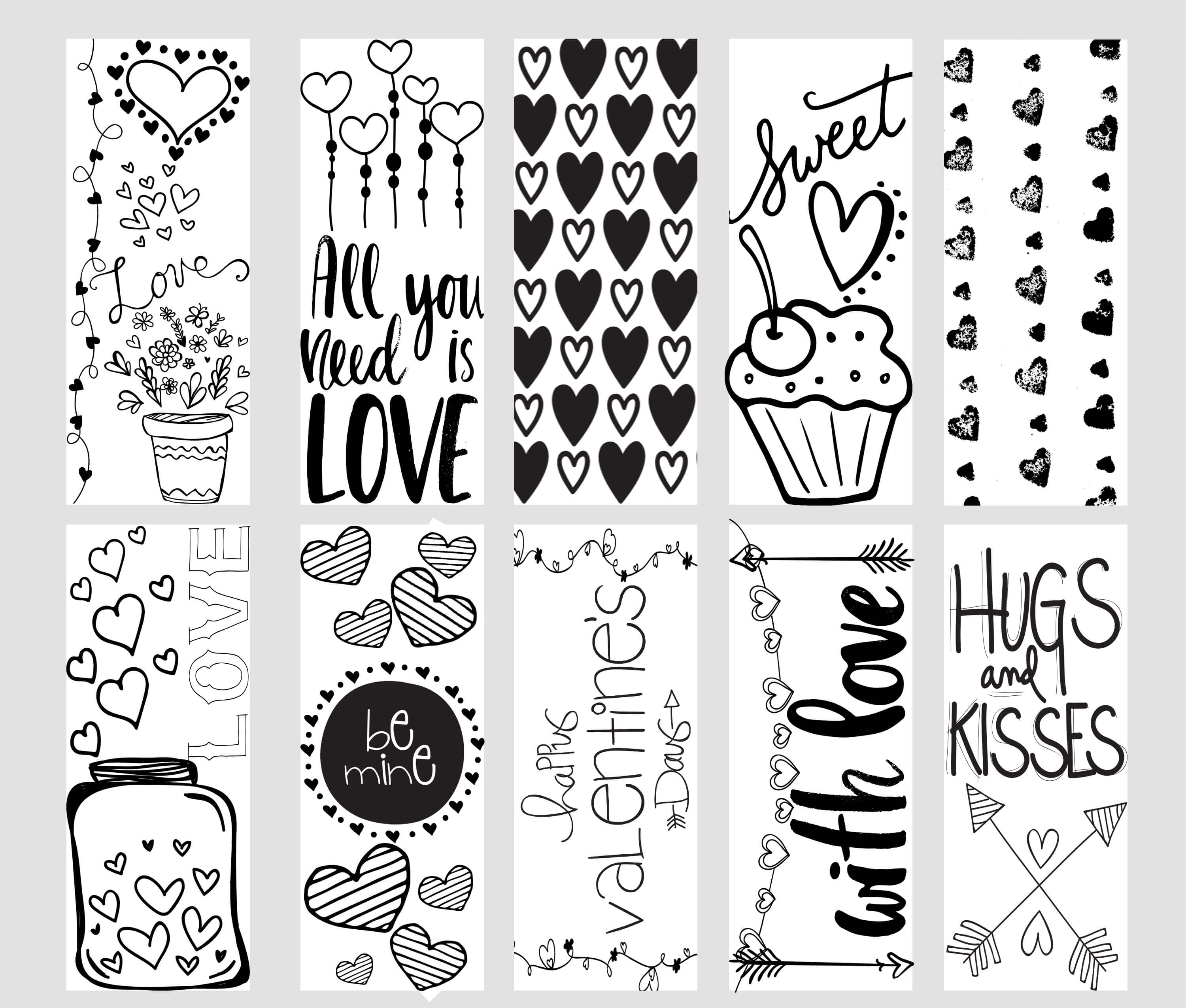 Valentine Printable Coloring Page Bookmarks Taste of the Frontier