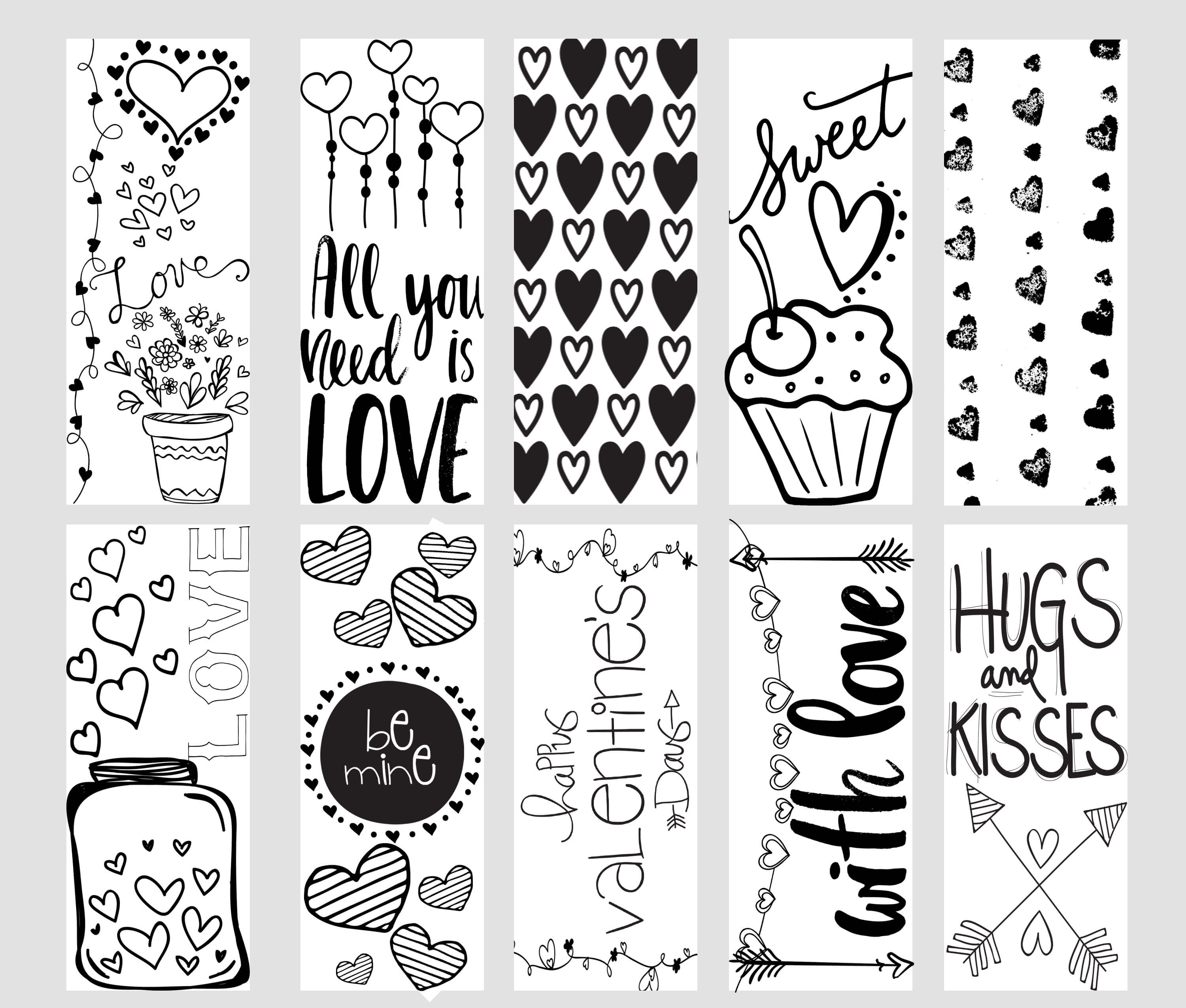 Valentine Printable Coloring Page Bookmarks Yummi Haus