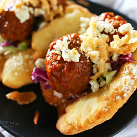 BBQ Meatball Fry Bread Tacos - Taste of the Frontier