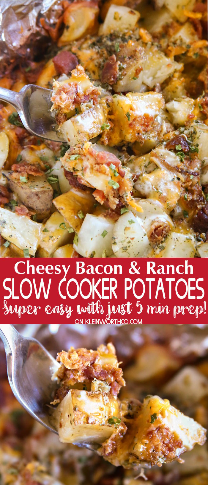 Slow Cooker Cheesy Bacon Ranch Potatoes - Damn Delicious