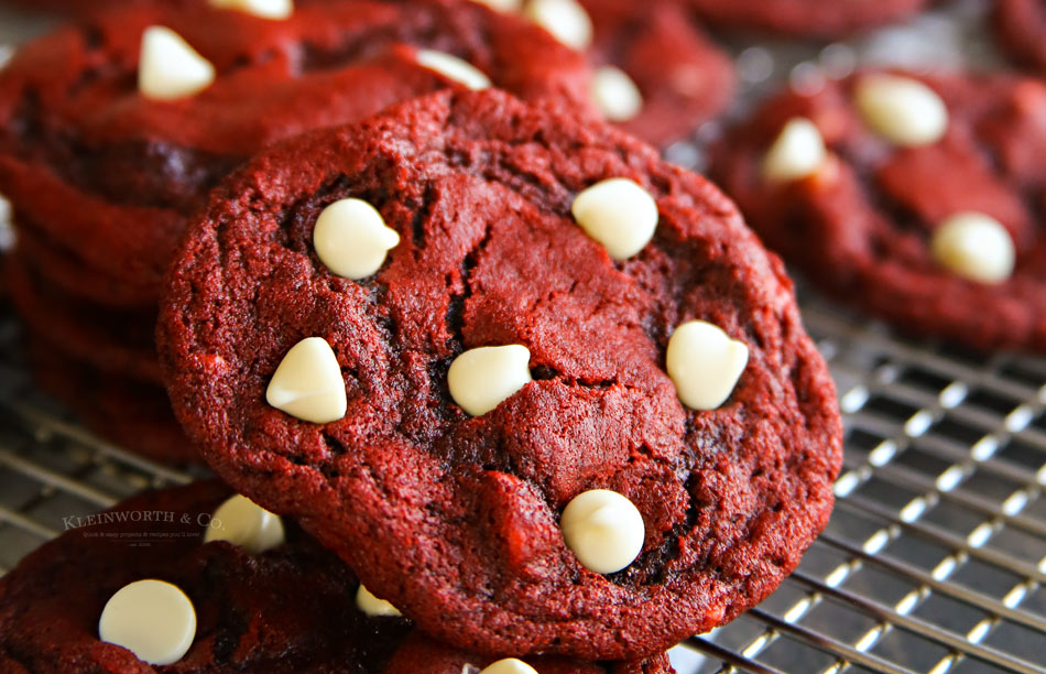 Red Sugar Cookies with White Chocolate Chips - Stef's Eats and Sweets