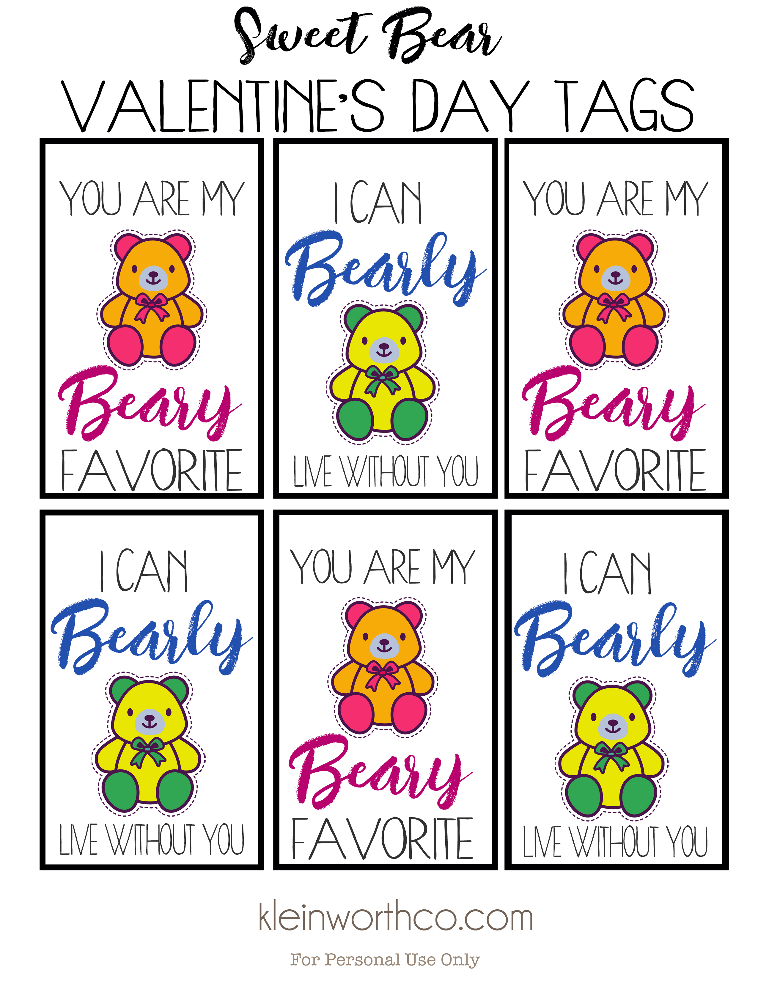 Beary Sweet Printable Valentines Yummi Haus