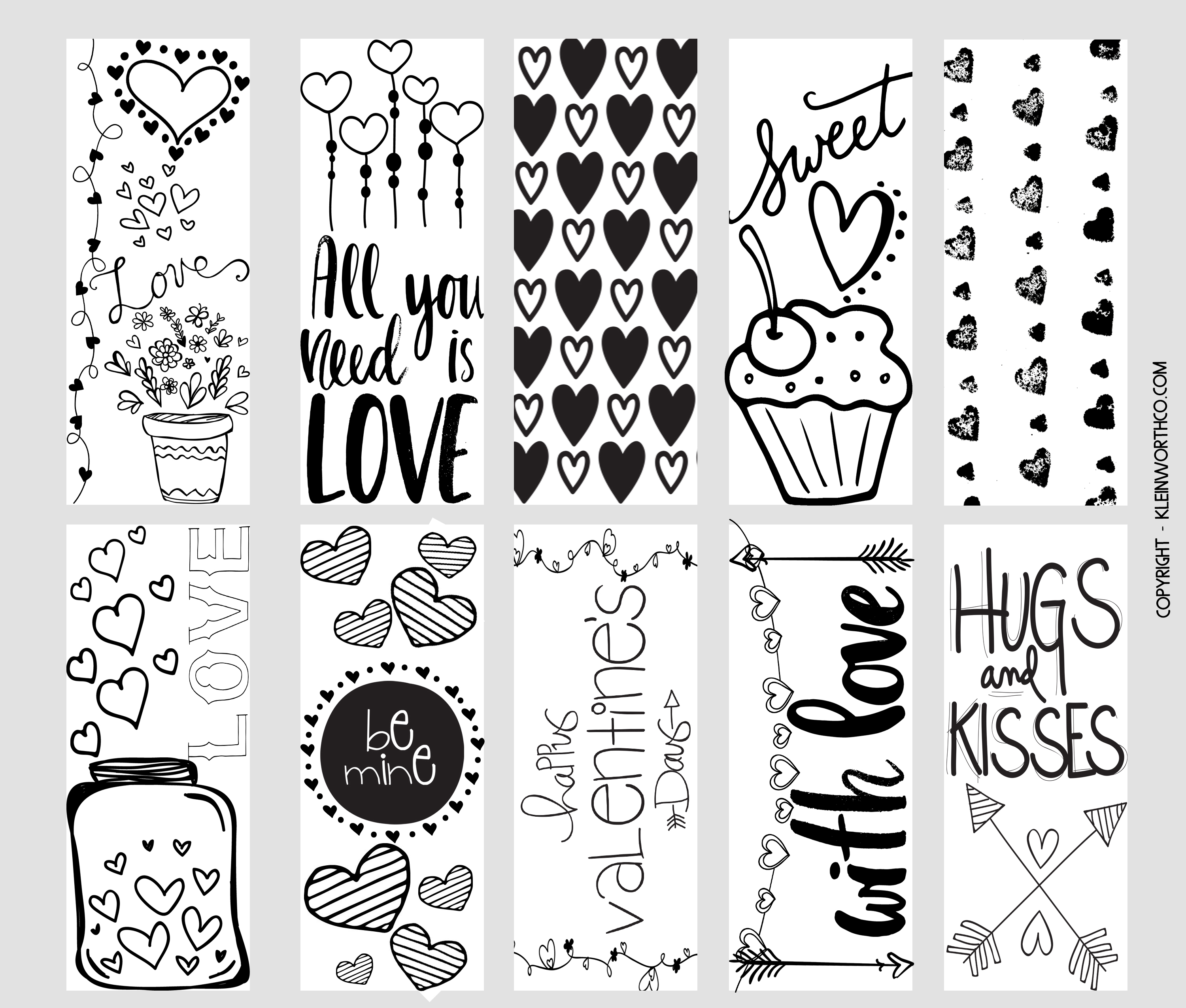 Valentine Printable Coloring Page Bookmarks Taste of the Frontier