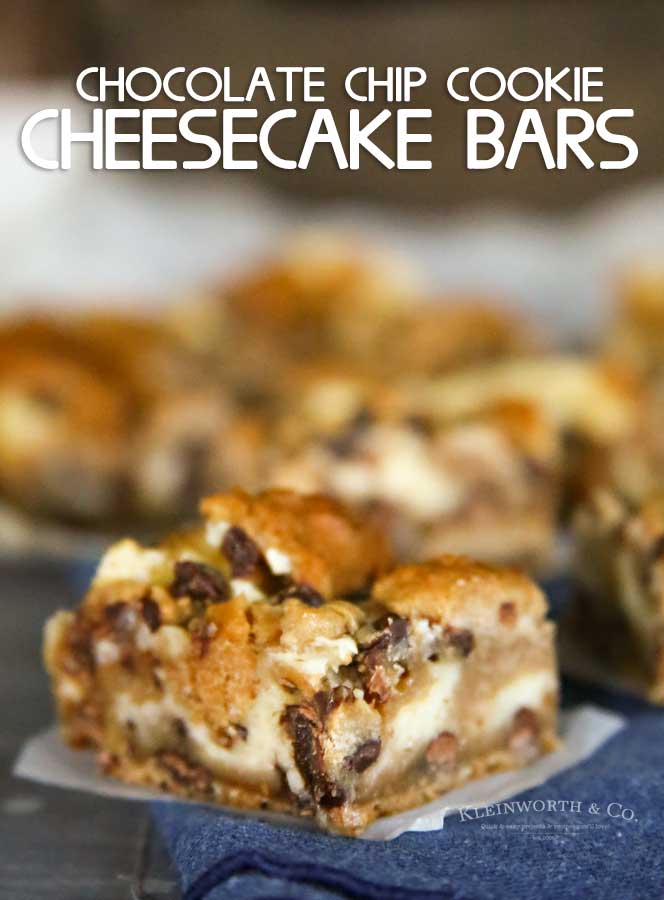 Chocolate Chip Cookie Cheesecake Bars - Taste of the Frontier