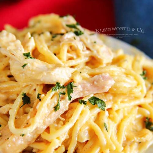 Cheesy Chicken Spaghetti - Yummi Haus