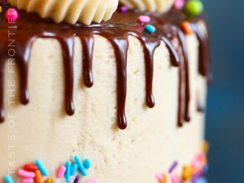 Chocolate Ganache Drip Cake with Confetti Sprinkles - Montilio's Bakery