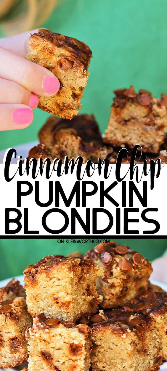 Cinnamon Chip Pumpkin Blondies - Taste of the Frontier