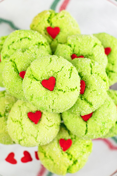 Grinch Crinkle Cookies - Taste of the Frontier