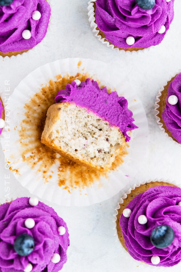 Blueberry Cupcakes with Blueberry Frosting - Taste of the Frontier