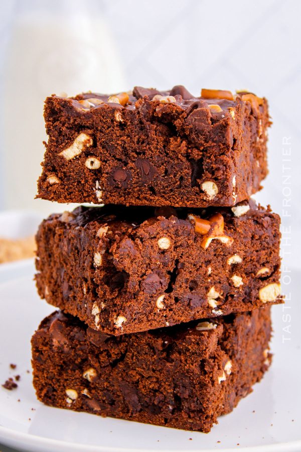 Kitchen Sink Brownies Taste Of The Frontier   Kitchen Sink Brownies Stack 600x900 