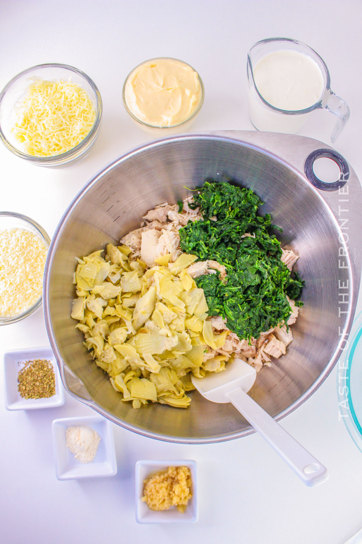 making chicken casserole with artichokes