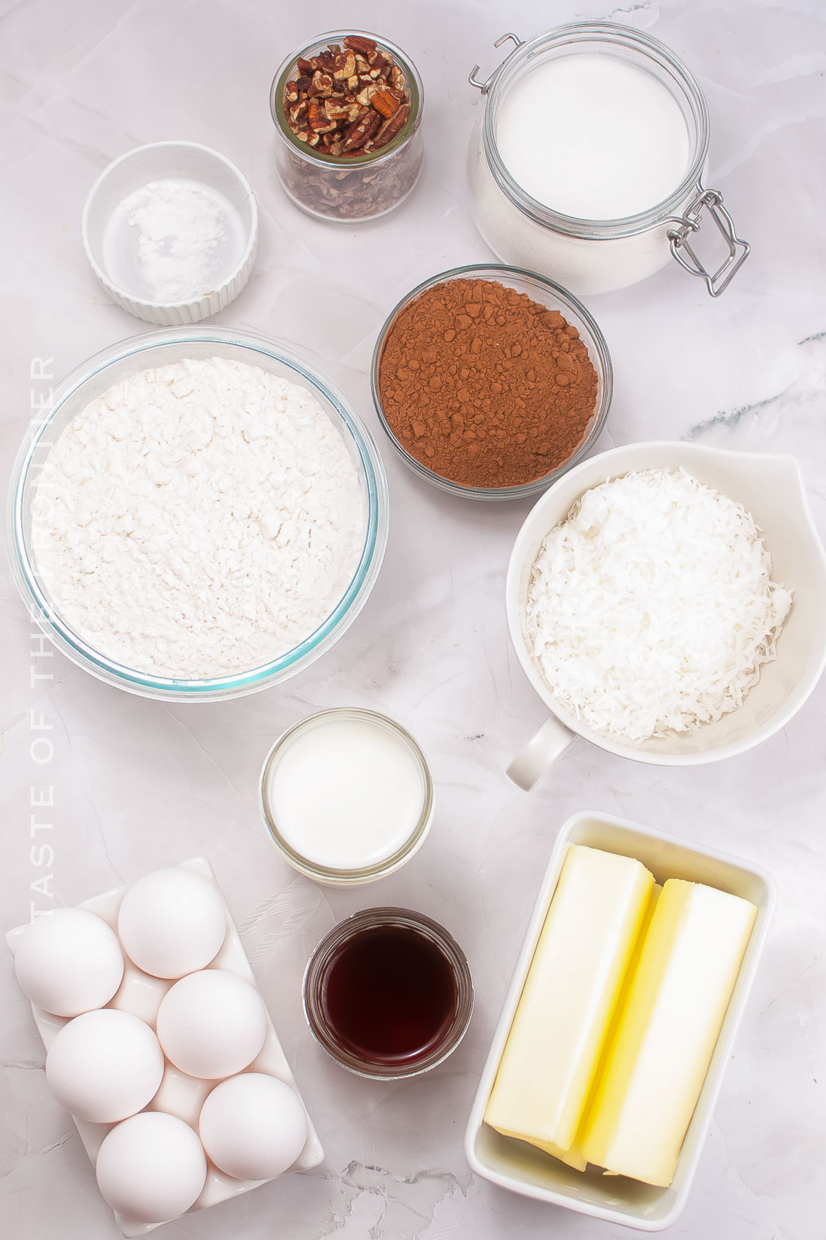 German Chocolate Bundt Cake ingredients