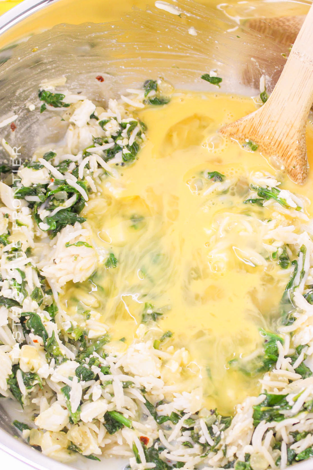 cheese, spinach, and rice mixture