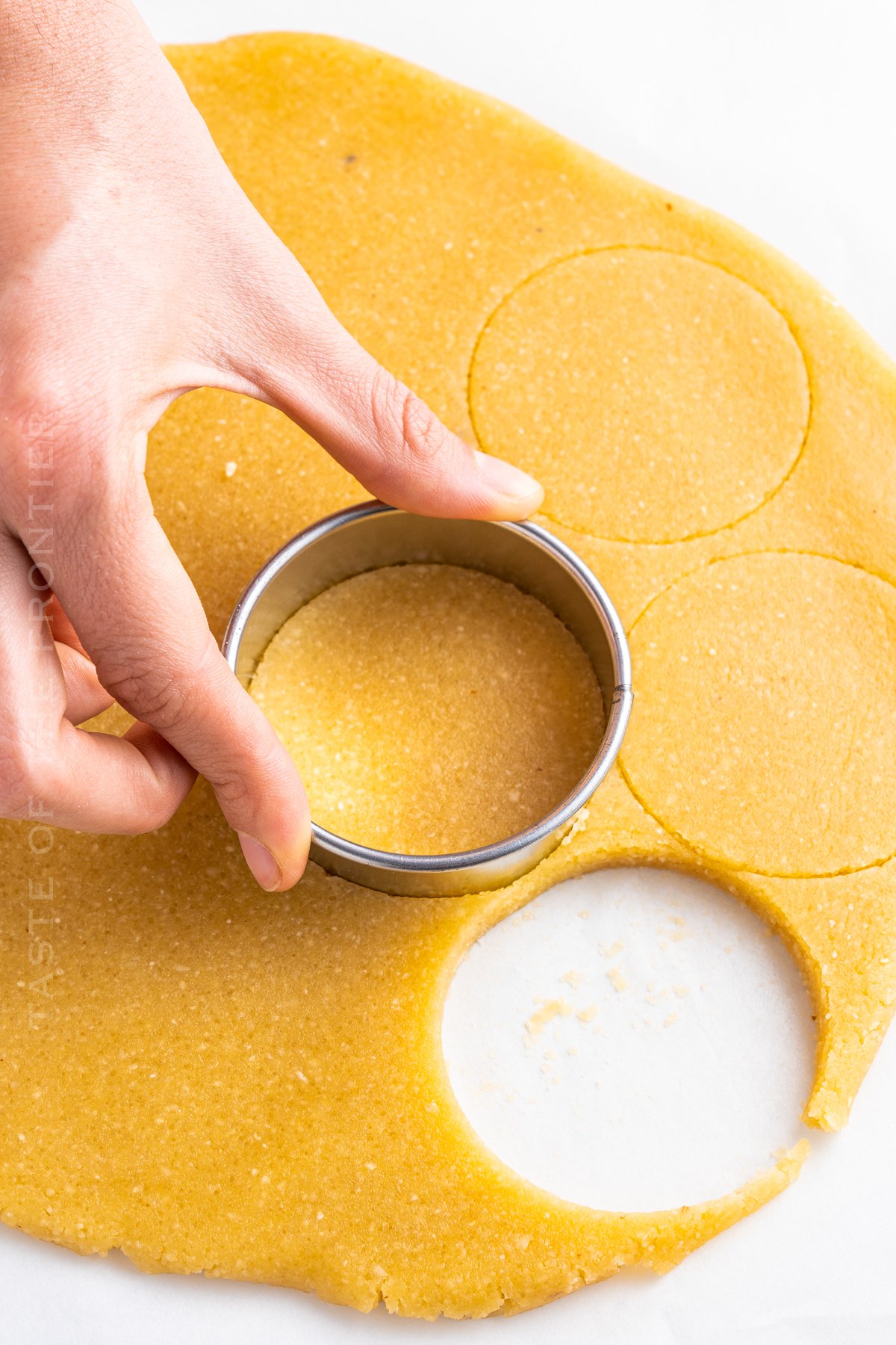 cutting the cookie dough