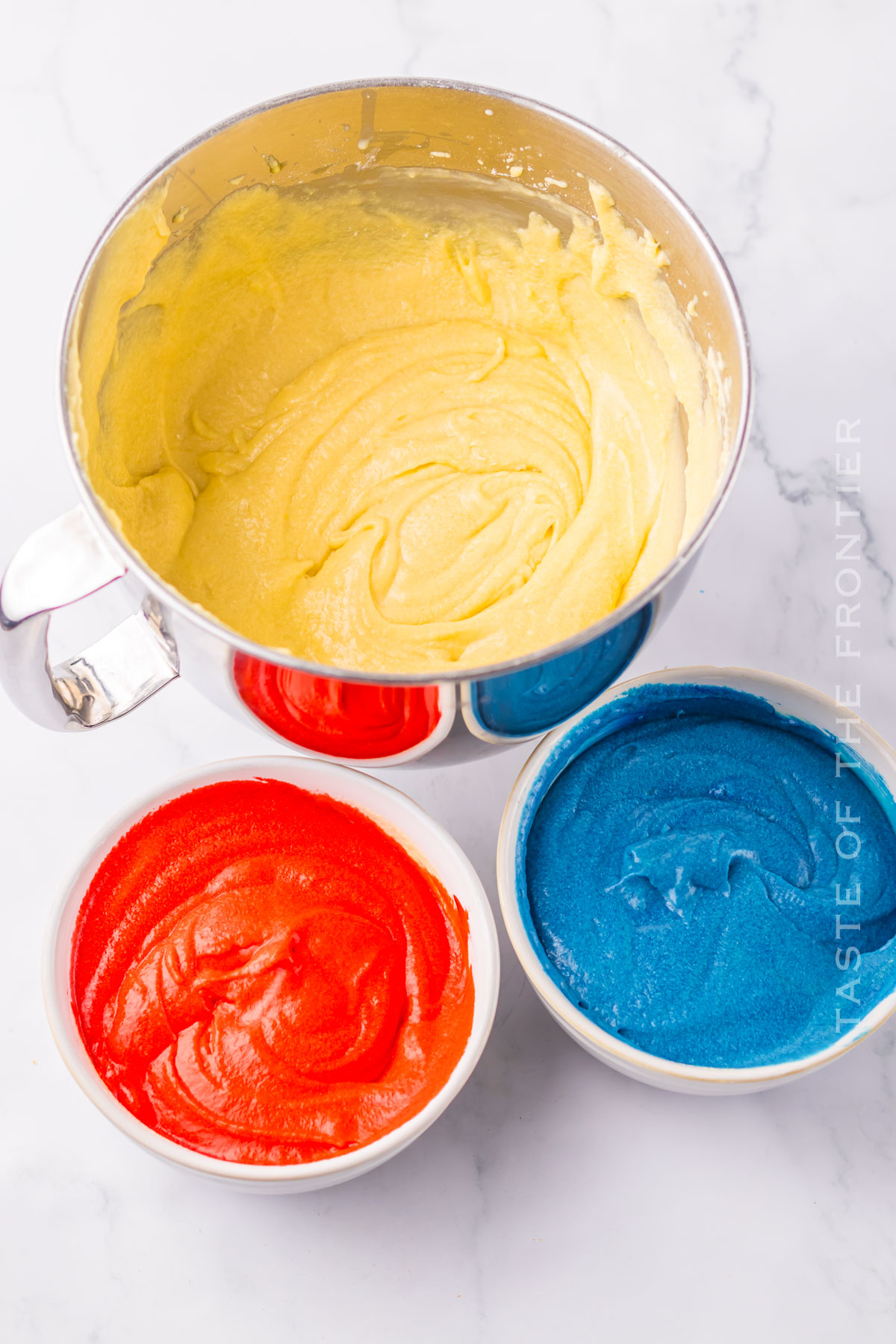 colorful cake batter