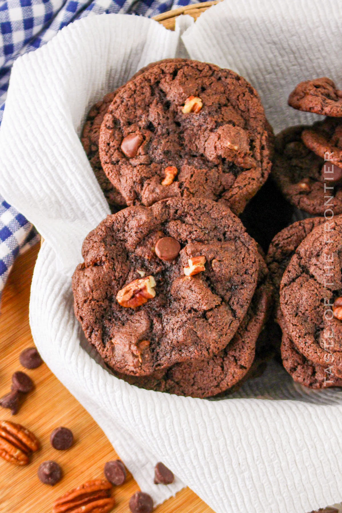 Chocolate Chocolate Chip Pecan Cookies