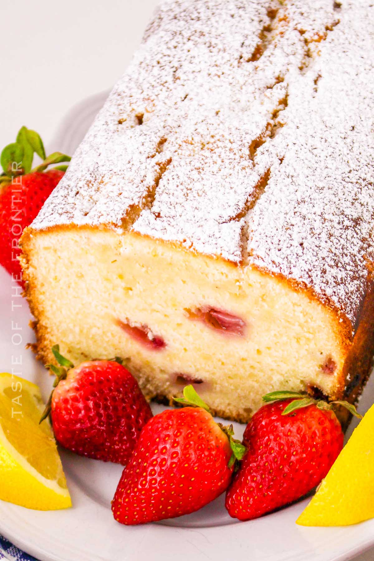 loaf pound cake with strawberries