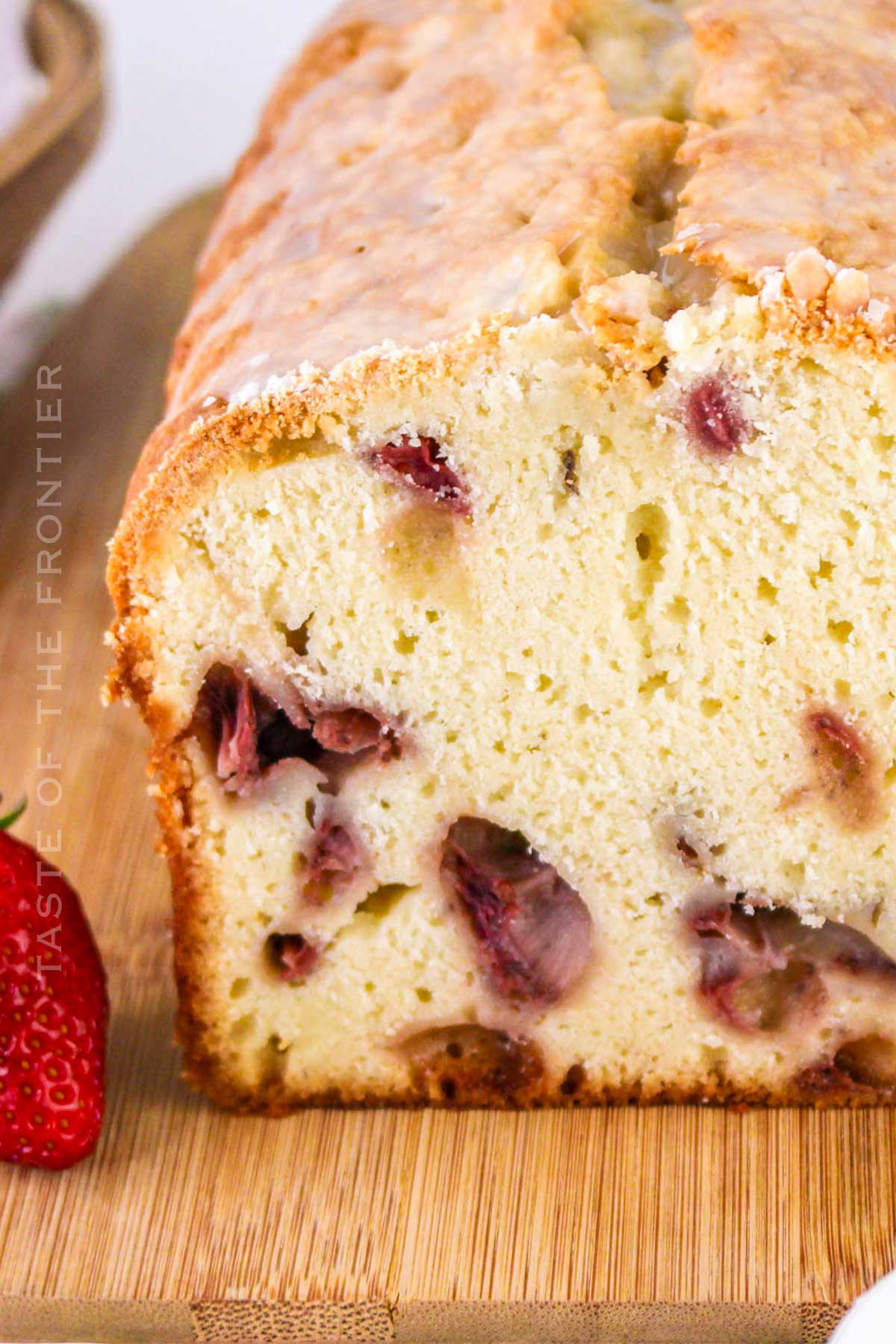 loaf cake with strawberries