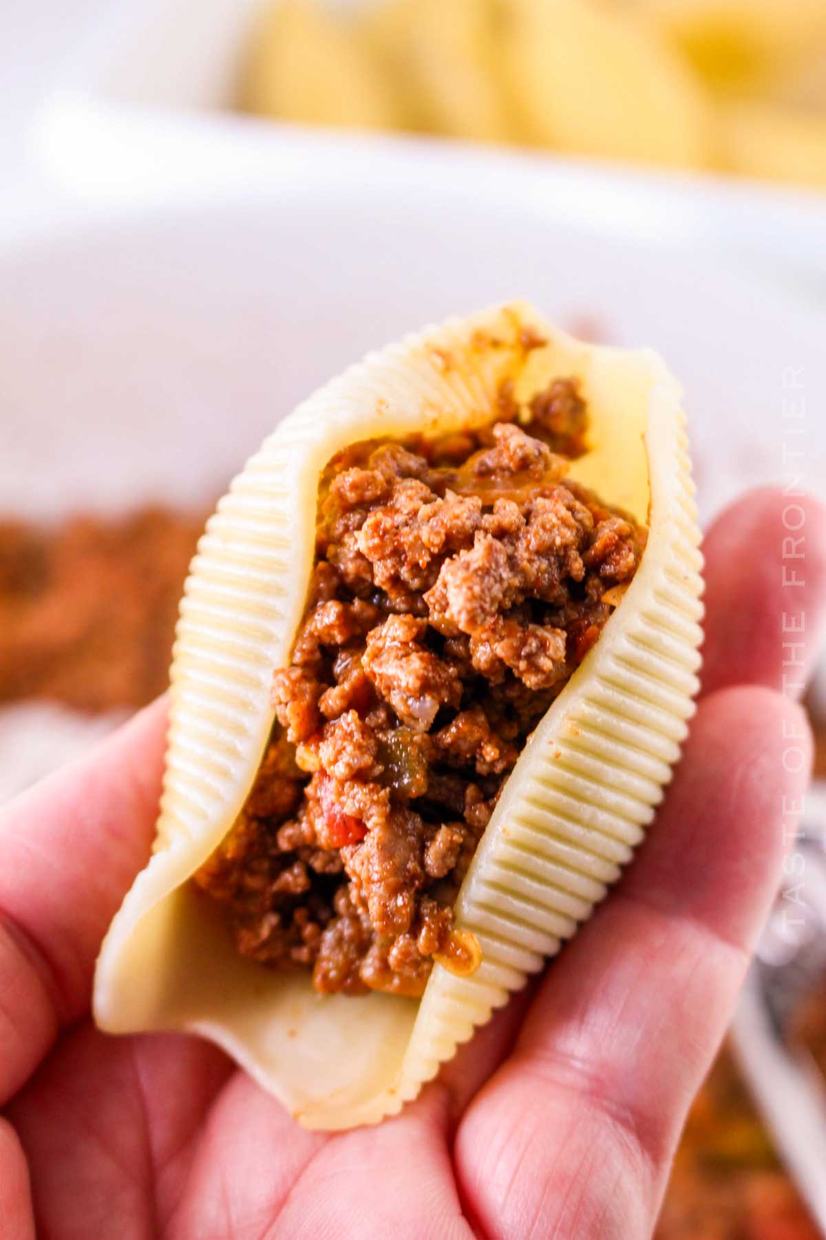 stuffing the pasta shells