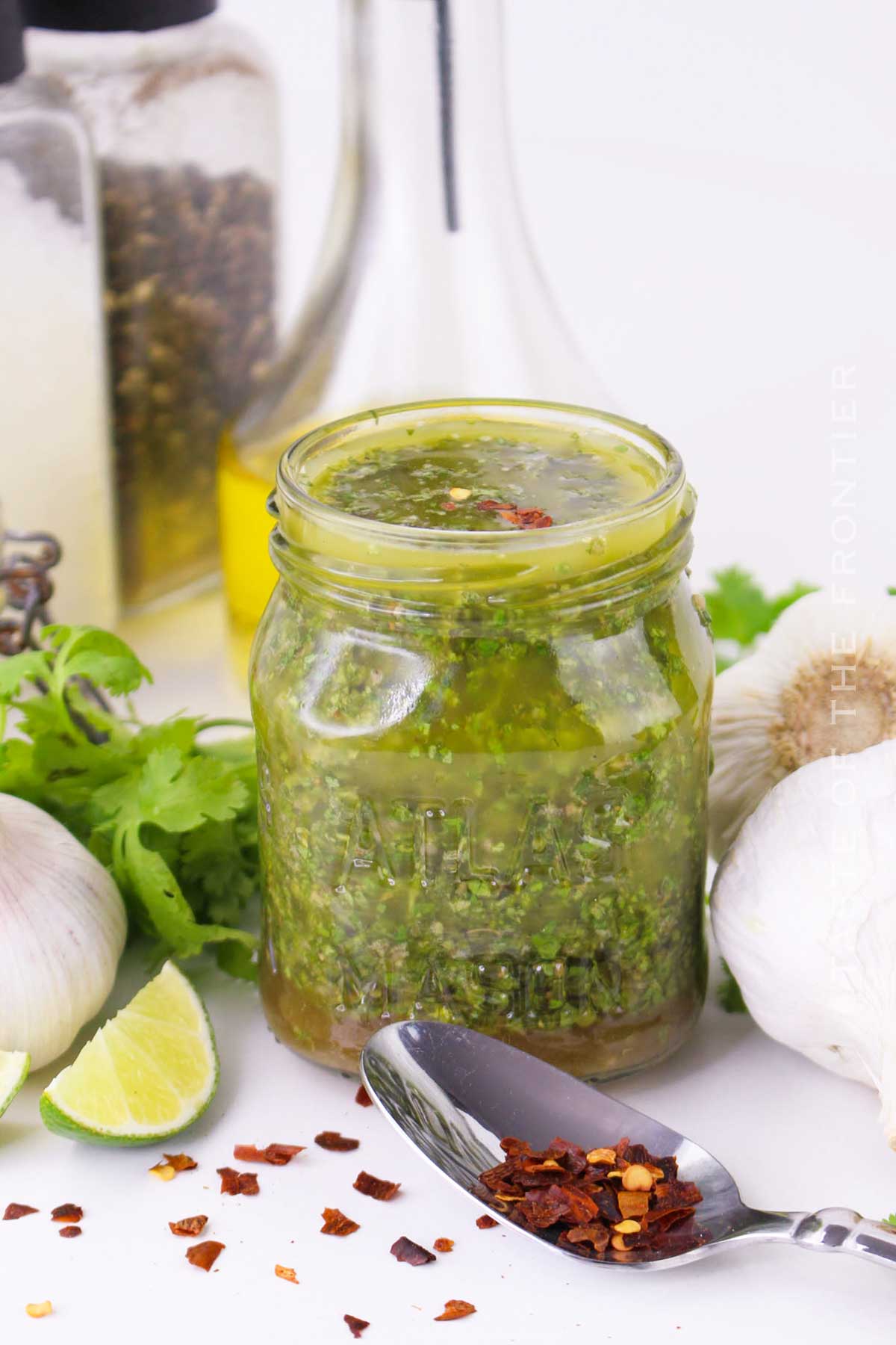 homemade green sauce with cilantro