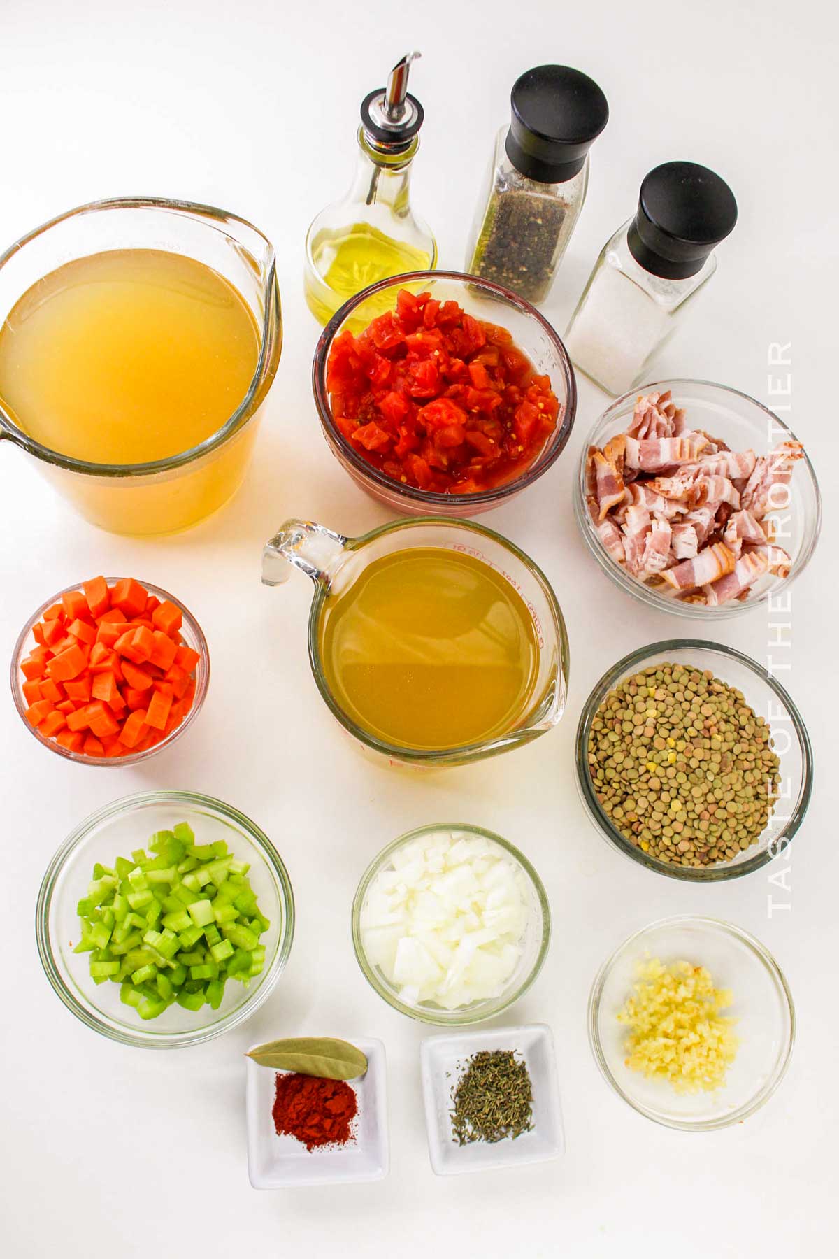 Bacon and Lentil Soup ingredients