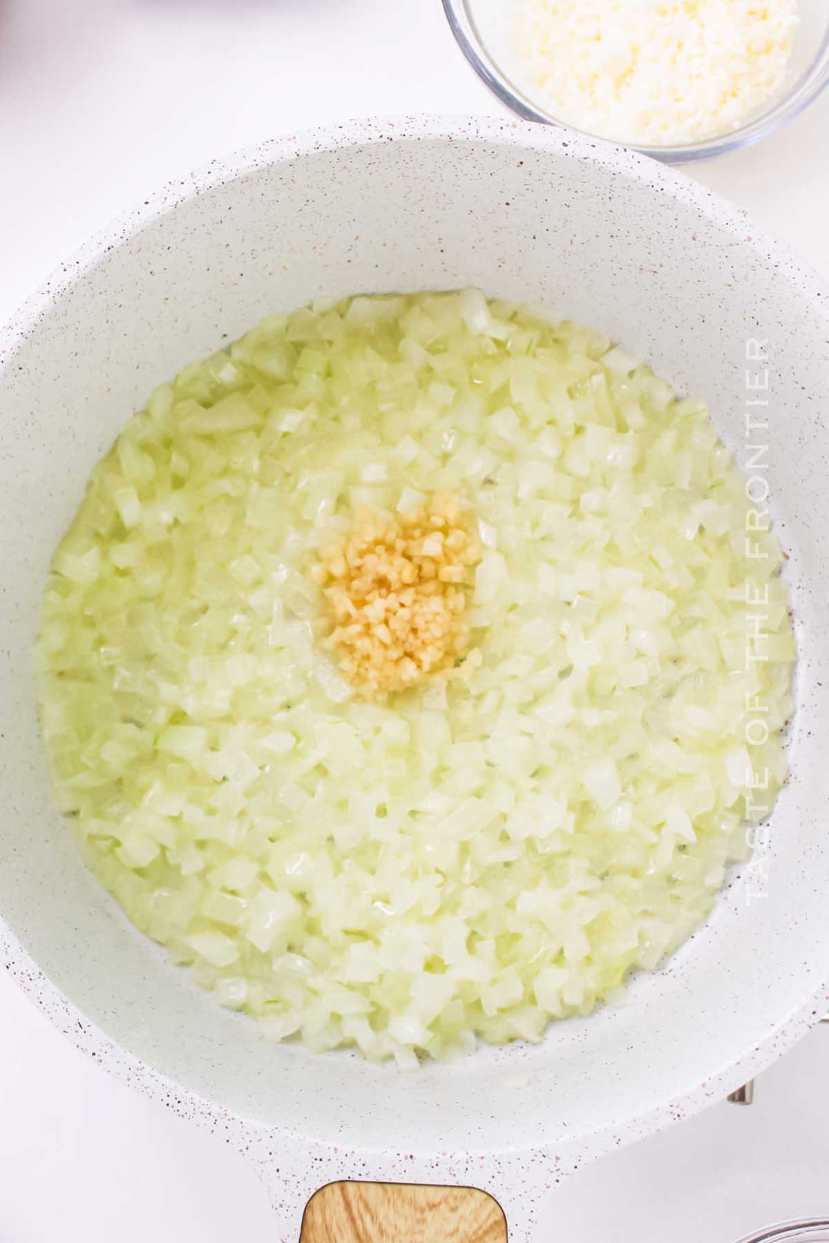 cooking the onions and garlic