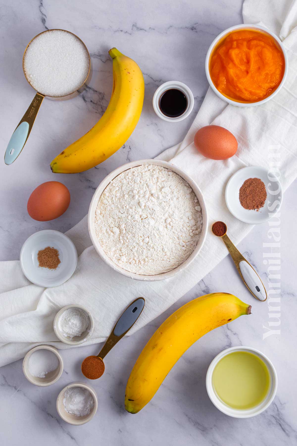 Banana and Pumpkin Muffin ingredients