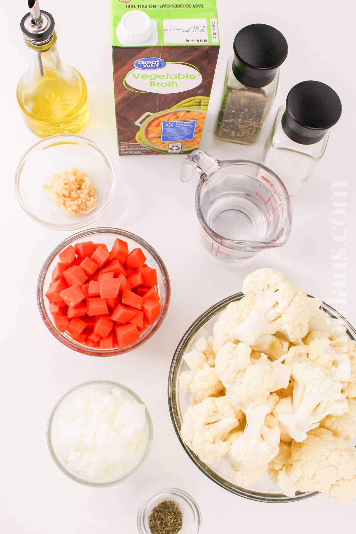 Carrots and Cauliflower Soup ingredients