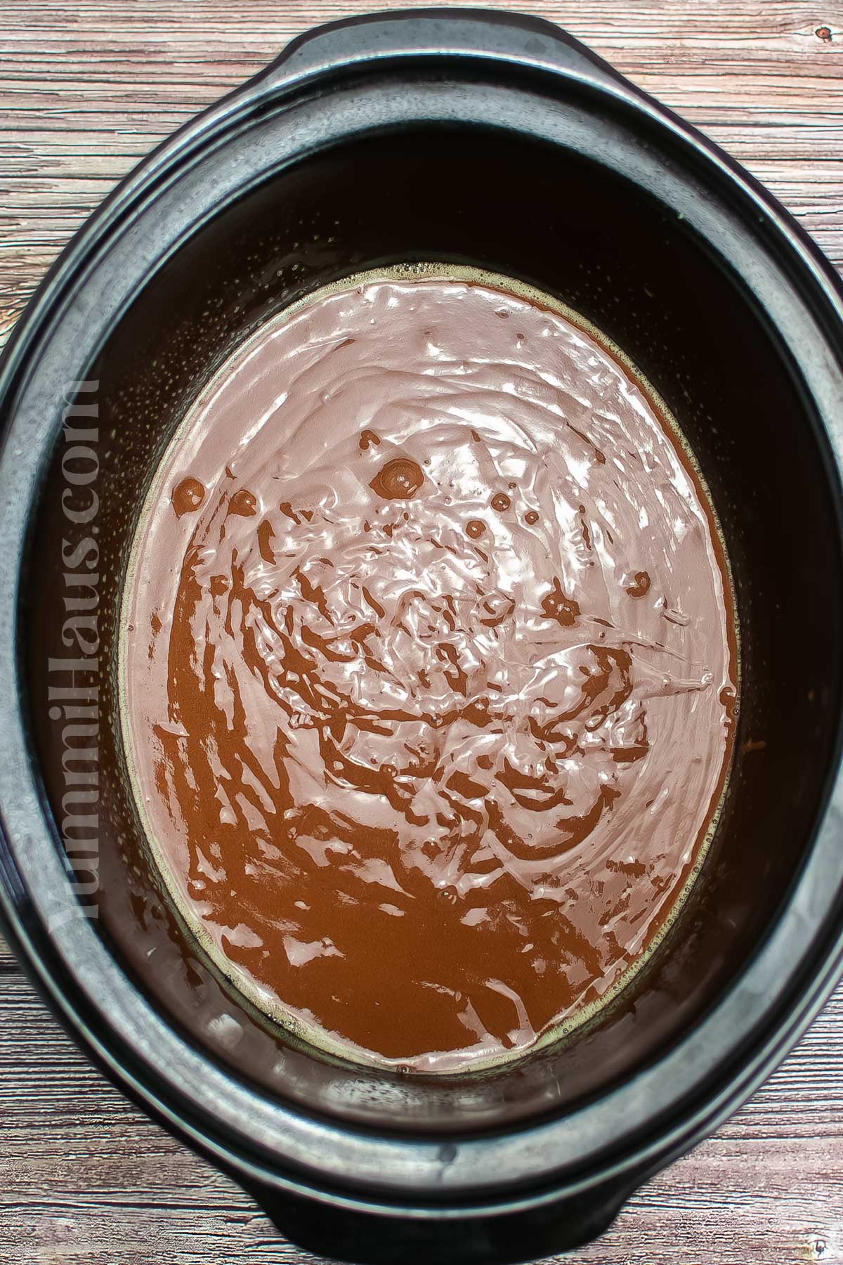 cake batter in the crockpot