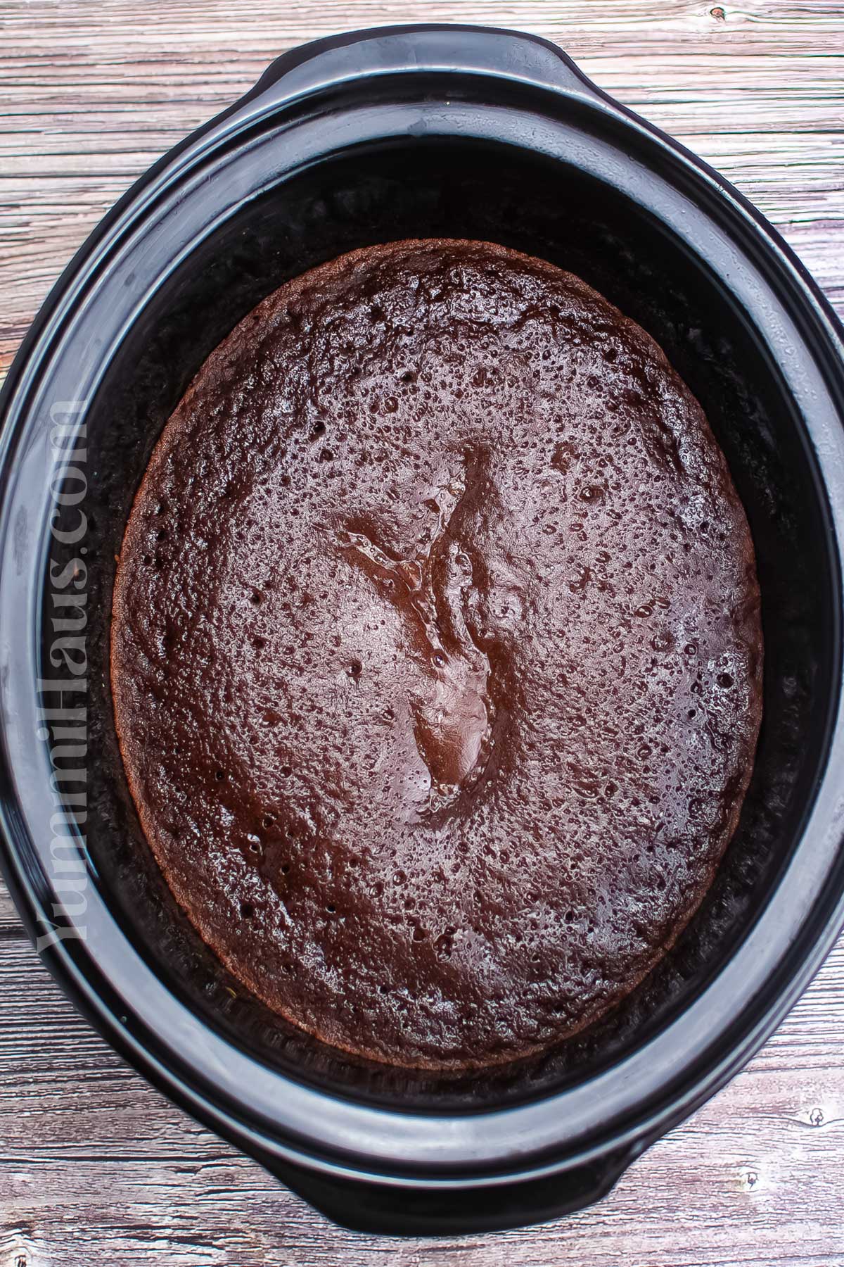 making cake in the crockpot