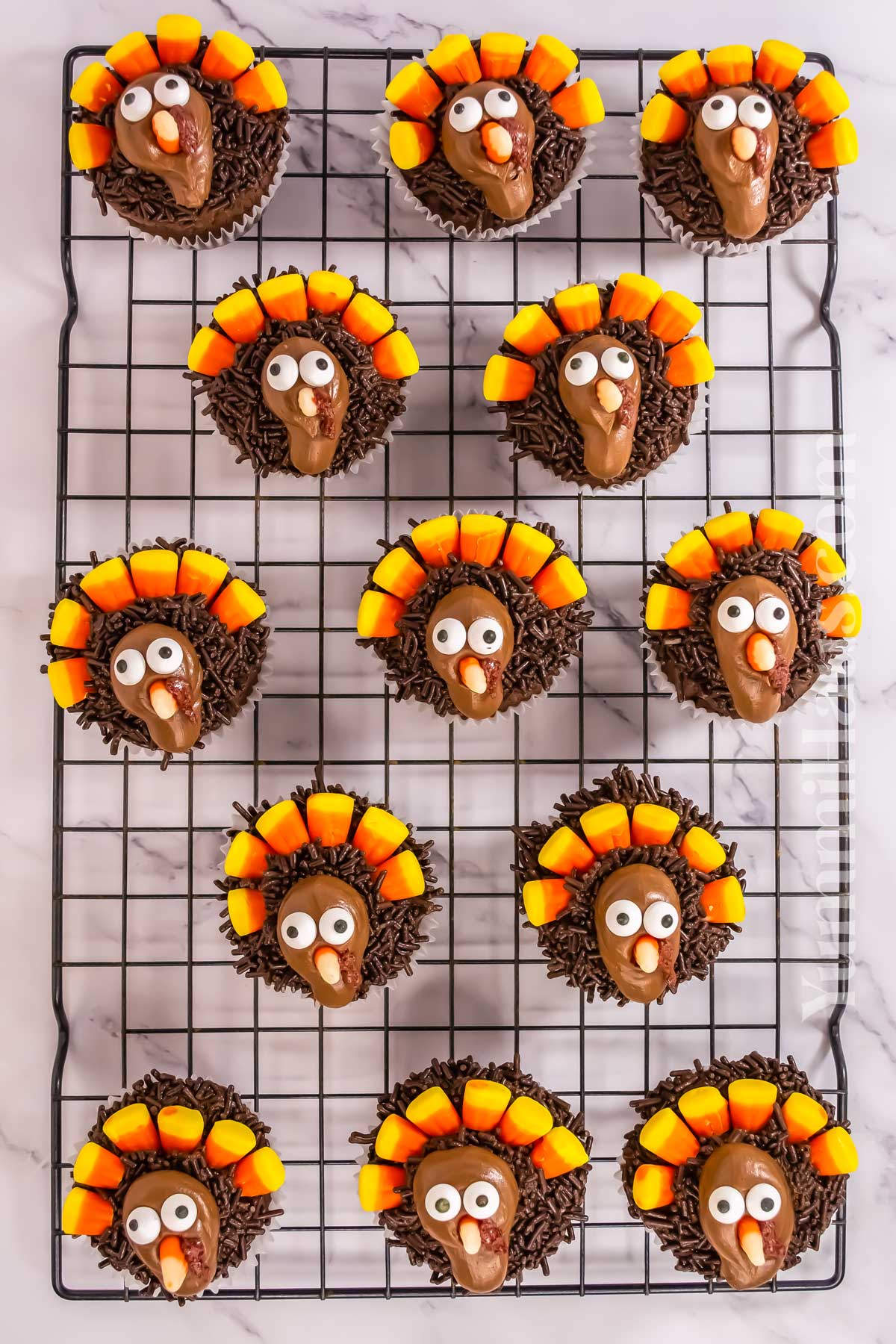 decorated cupcakes for Thanksgiving