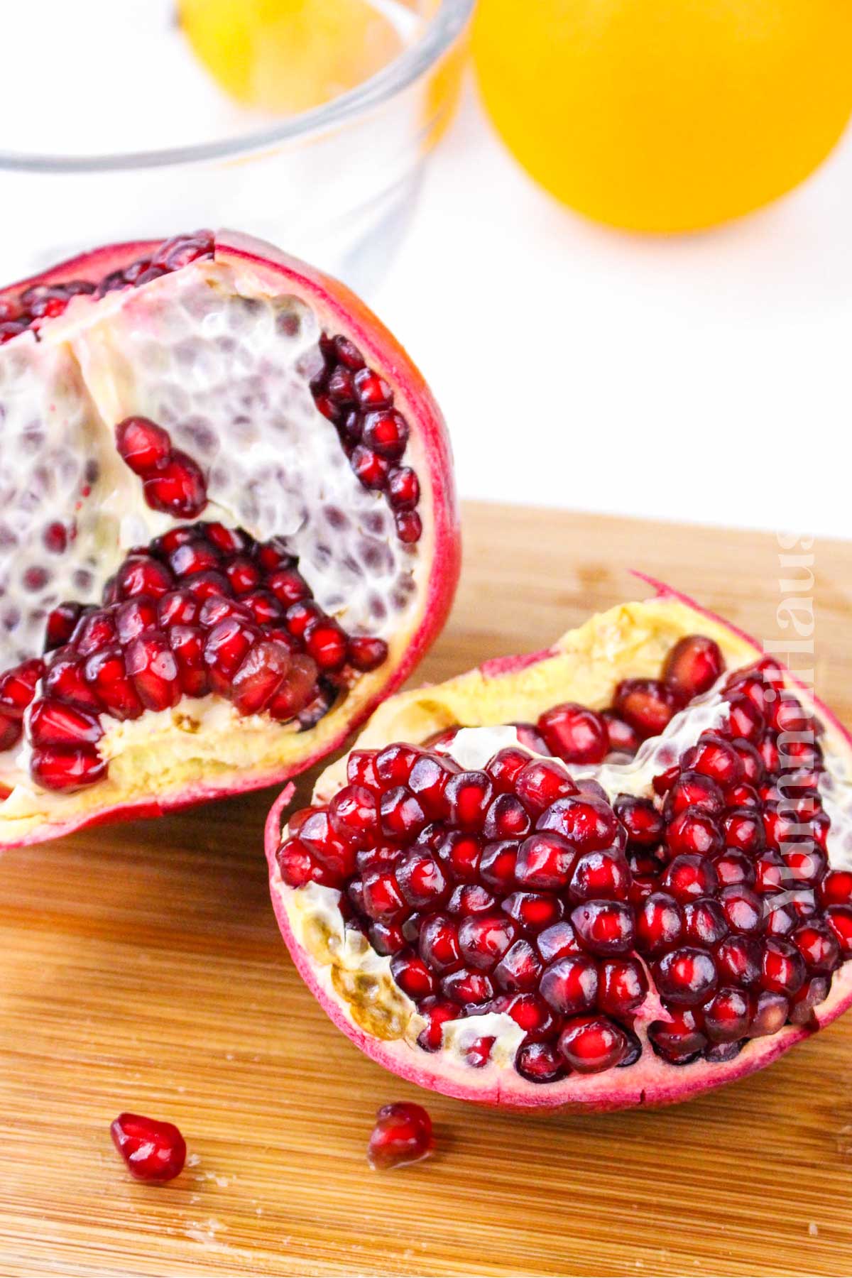 cutting a pomegranate