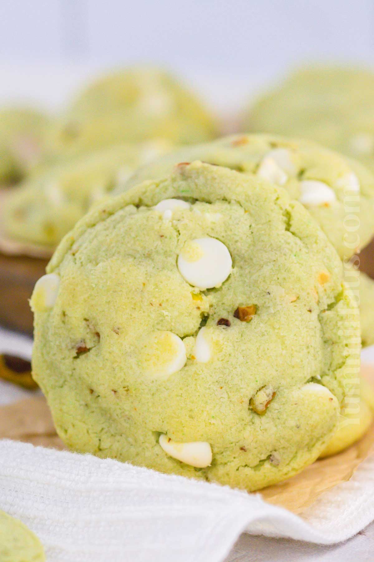 Pistachio Cookies with white chocolate chips