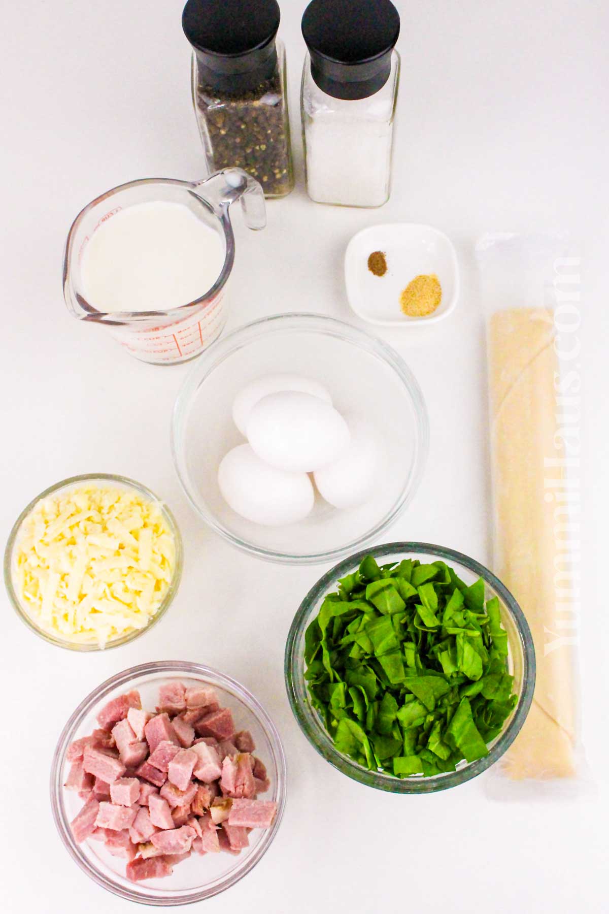 Ham and Spinach Quiche ingredients