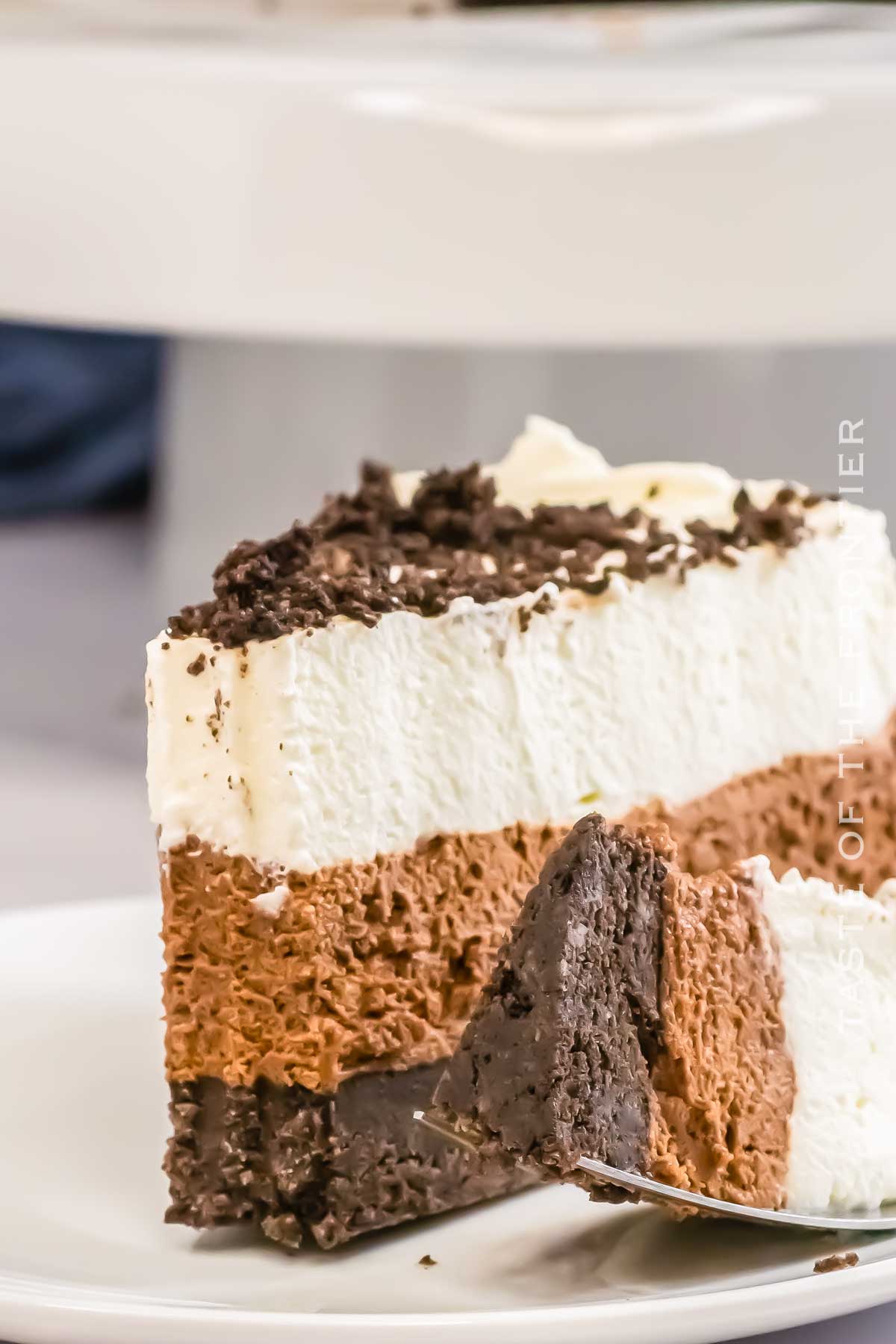 slice of no bake cake