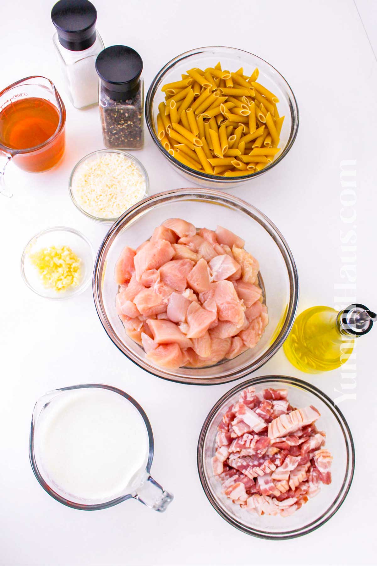 Chicken and Bacon Pasta ingredients