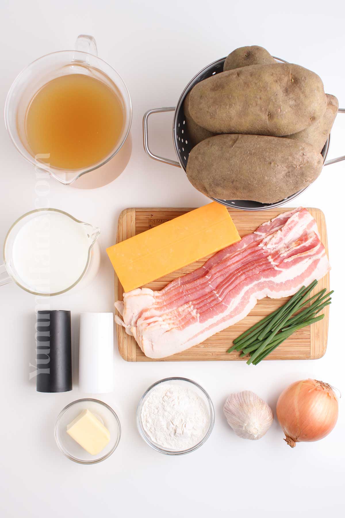 Loaded Baked Potato Soup ingredients