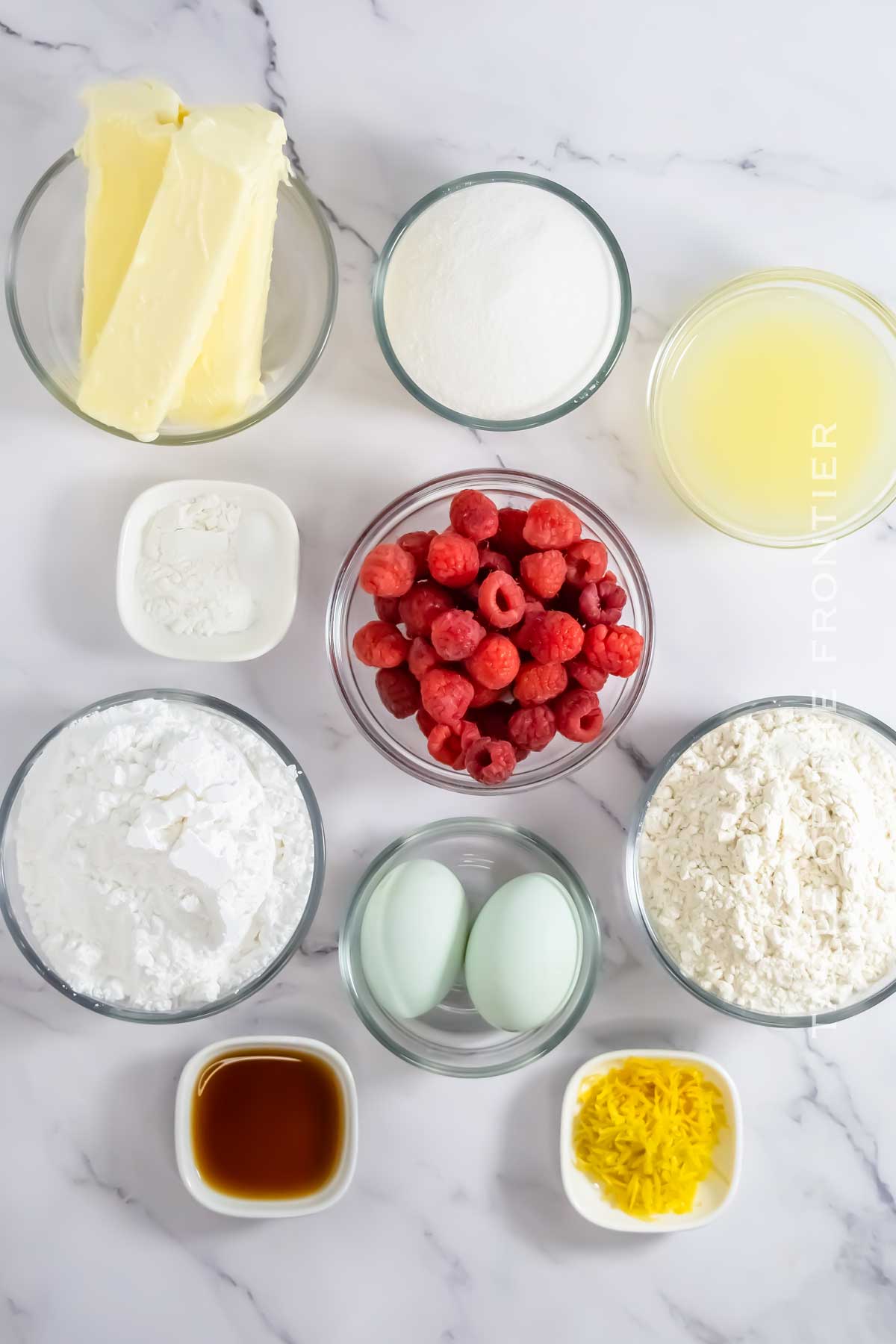 Lemon and Raspberry Cupcake ingredients