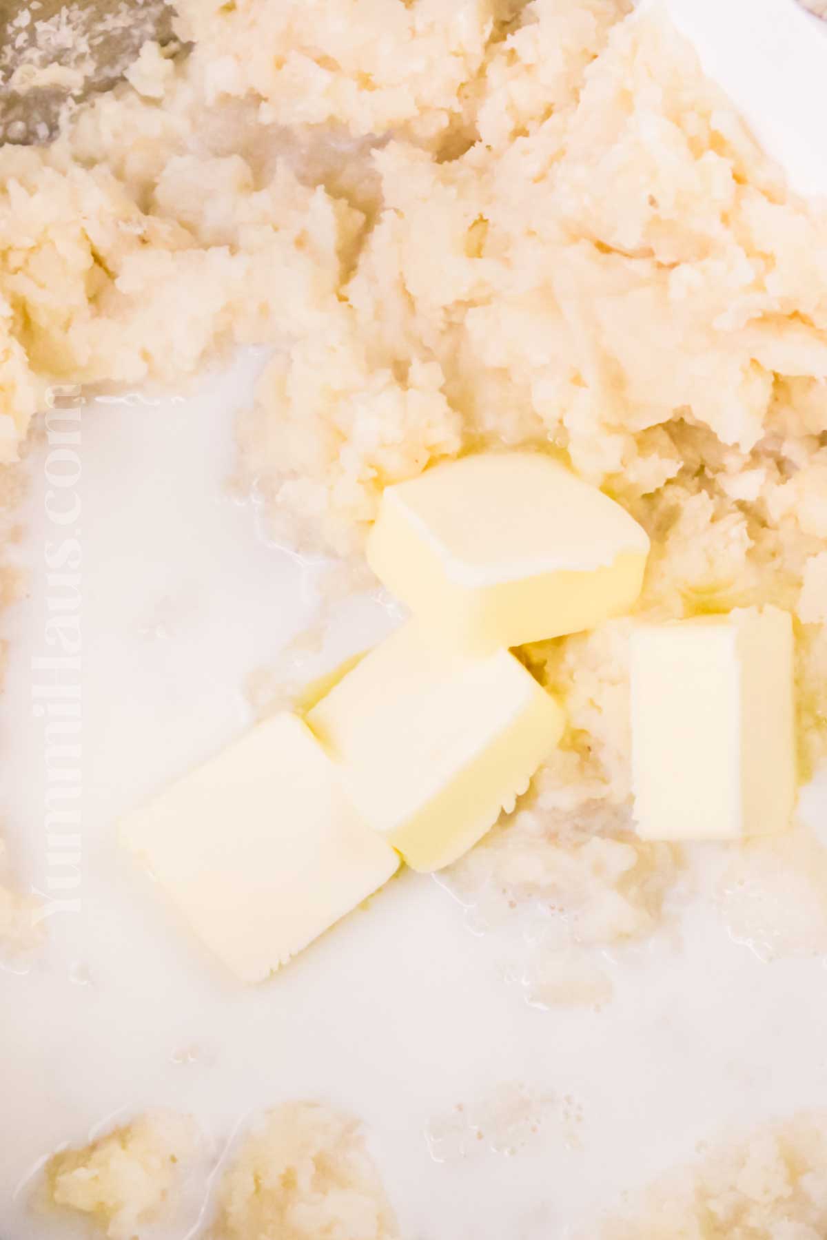 making the mashed potato topping