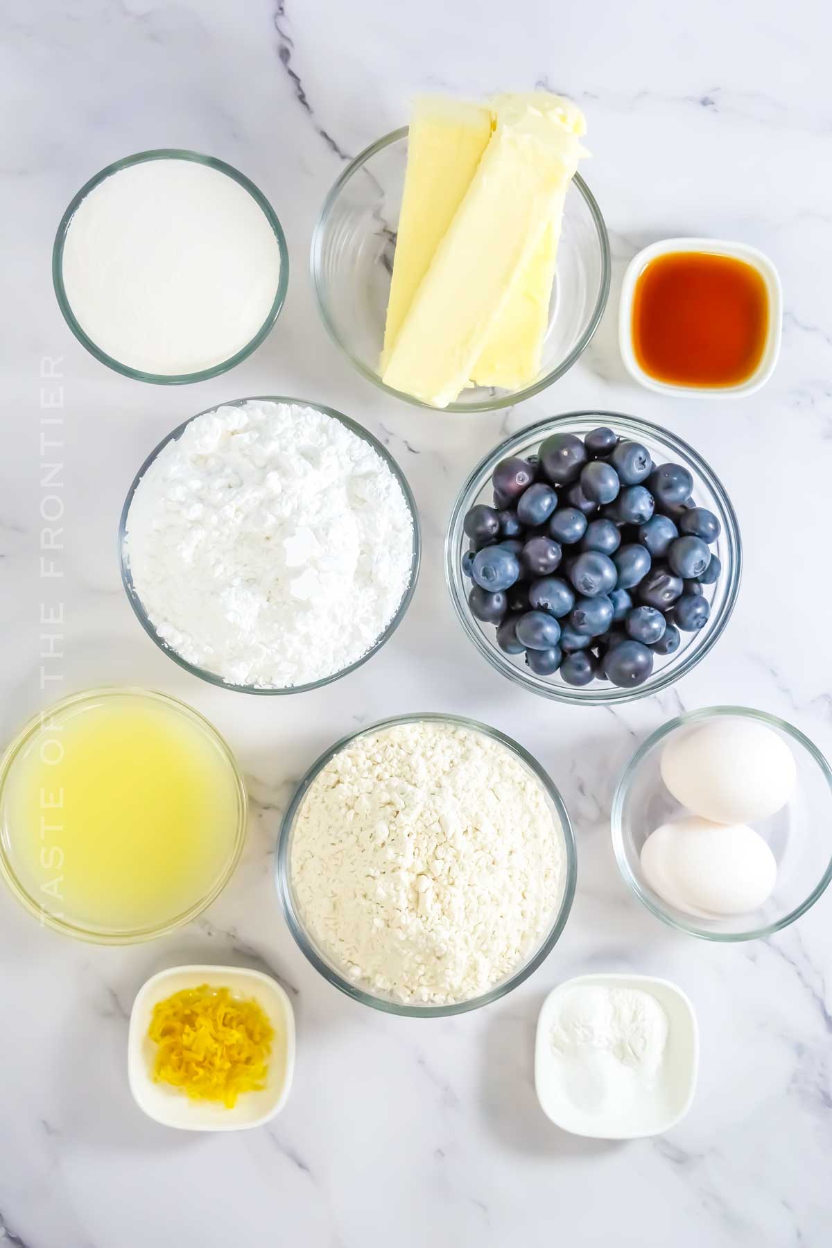 Lemon Blueberry Cupcake ingredients